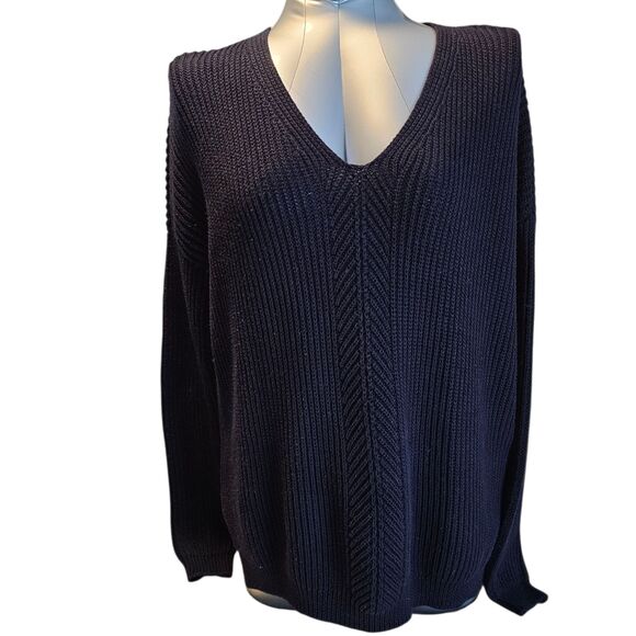 Vince Black V-Neck Ribbed Sweater Women’s Size M - Picture 2 of 8